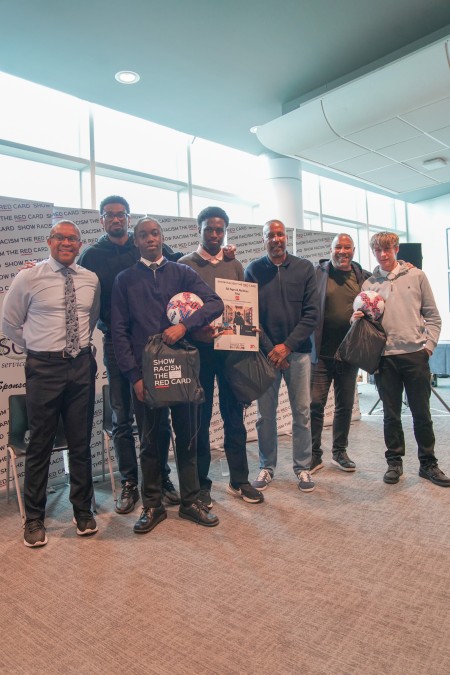 Students receive their Show Racism the Red Card award