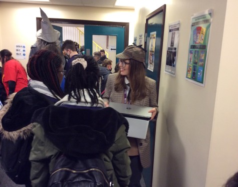 Teachers dressed as Gandalf and Sherlock Holmes
