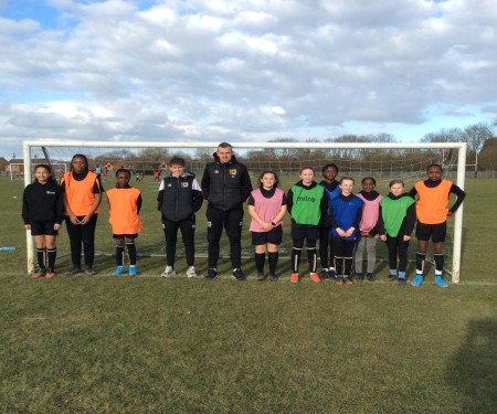 Year 7 girls at the football tournament