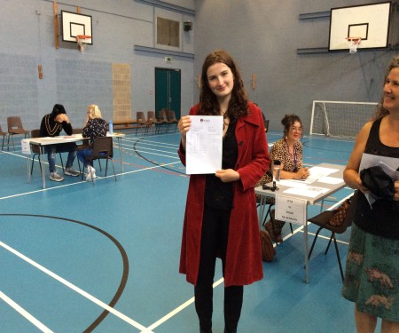 Student with GCSE results