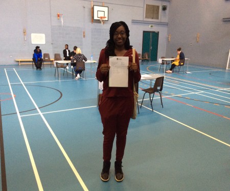 Girl with GCSE results
