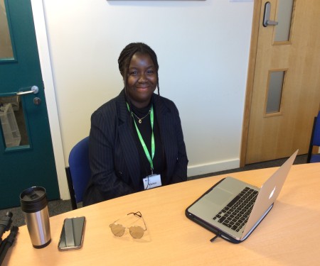 Jadesola at desk