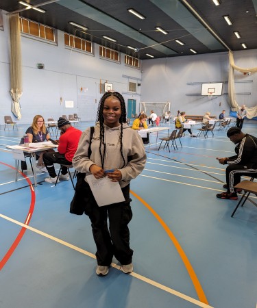 Student collecting A level results