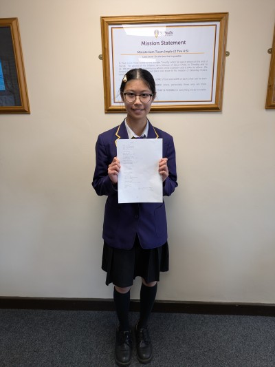 Student with winning poem