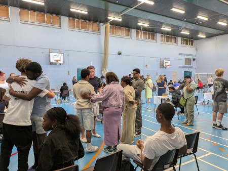 Students collecting results