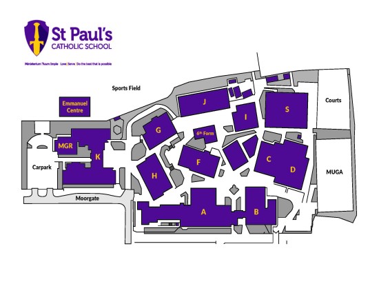 Site map of St Paul's Catholic School